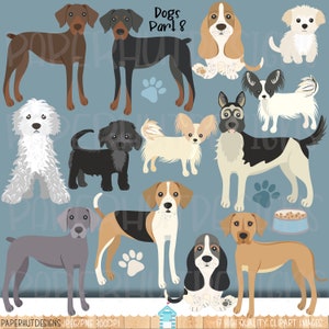 Dog Clipart|Dog Clip Art|Dog Illustrations|Puppy Dogs|Digital Dogs|Basset Hound|Alsatian|Doberman|Cavachon|Papillon|Weimaraner|Cockapoo