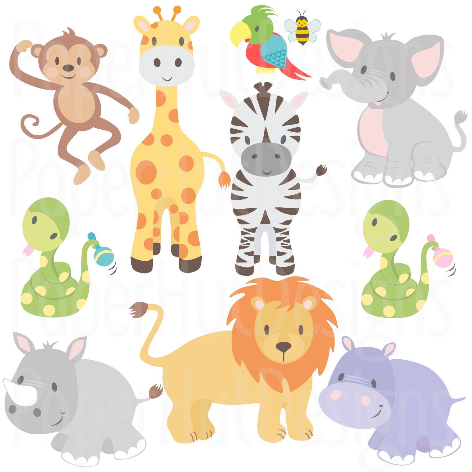 Jungle Animal Clipart-Safari Clipart-Jungle Clip Art-Zoo - Etsy España