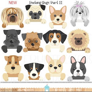 Clipart chiens voyeurs, partie 11|Clipart chiens voyeurs|Clipart chiens chiots|Pékinois|Shih-Tzu|Carlin|bouledogue français|Schnauzer|Chow Chow|Corgi|Beagle