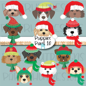 Imágenes prediseñadas de caras de perros navideños/Imágenes prediseñadas de cachorros navideños/Ilustraciones de cabezas de cachorros/Pug/Bernedoodle/Pointer/Samoyedo/Doberman/Corgi/Labradoodle/