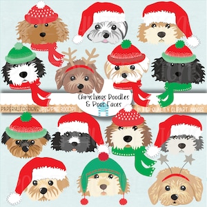 Christmas Dog Faces Clipart|Dog Clip Arts|Dog Faces Illustrations|Labradoodle|Cockapoo|Cavapoo|Maltipoo|Bernedoodle|Yorkipoo|Schnoodle