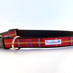 Red Plaid Collar / Leash 1&quot; wide