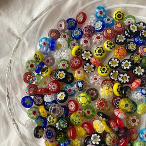 MILLEFIORI GLASPERLEN | Gemischte Auswahl an bunten Millefiori Glasperlen | 10 Perlen enthalten | Perfekt für alle Ihre perlenarbeiten, basteln