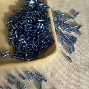 BLUE TUBE BEADS | Dark blue glass beads in a tube shape | Only 12 grams available | Only one lot available!