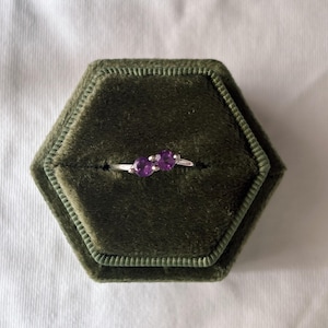 VINTAGE AMETHYST RING | Sterling silver ring with two round amethyst stones | Ring size 5 3/4, 925 hallmarked