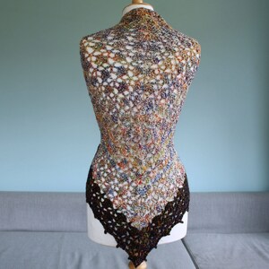 Rainbow Splash crochet shawl in handspun merino yarn image 2