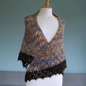 Rainbow Splash crochet shawl in handspun merino yarn image 1