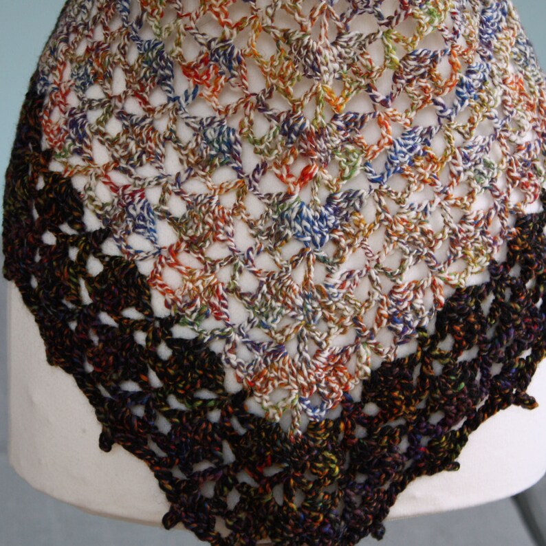 Rainbow Splash crochet shawl in handspun merino yarn image 4