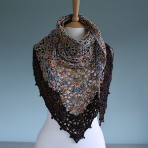 Rainbow Splash crochet shawl in handspun merino yarn image 3