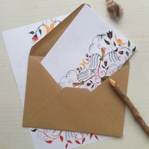 Hand made writing paper set wildlife image writing paper Writing paper set robin writingpaper.luxurystationery writing paper with a hare