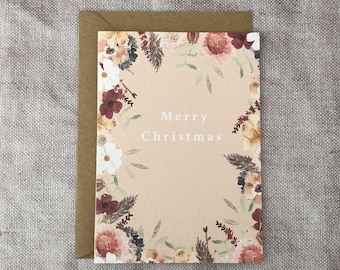 A6 Merry Christmas Floral Card