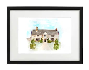 Sulgrave Manor - Watercolour Venue Illustration - Personalised Artwork Available