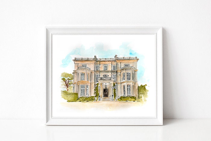 Hedsor House Wedding Venue - Watercolour Venue Illustration - Personalised Artwork Available