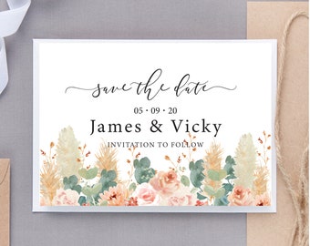 Pampas Grass Wedding Save The Date