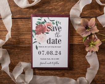 Rose Maroon A6 Save The Date