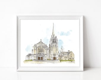 Saint Cecilia Catholic Church in Oakley - Watercolour Venue Illustration