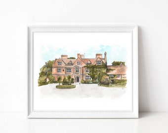 Horwood House Wedding Venue Illustration - Personalised Artwork Available