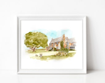 Crockwell Farm Wedding Venue - Watercolour Venue Illustration - Personalised Artwork Available