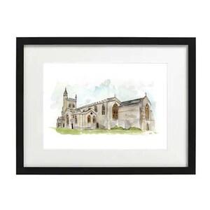 St Mary the Virgin Church, aquarelillustratie Amersham