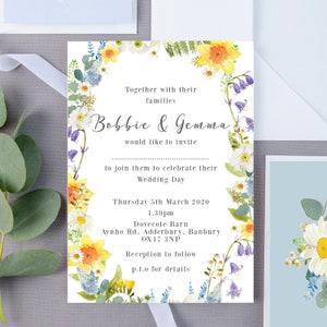 Watercolour Floral Wedding Invite With RSVP image 1