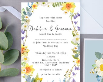 Watercolour Floral Wedding Invite With RSVP