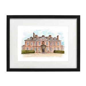Hunton Park Hotel, Hertfordshire - Illustrazione ad acquerello del luogo