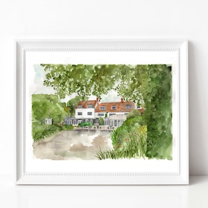 Sheene Mill Wedding Venue - Watercolour Illustration