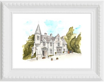 Taypark House - Watercolour Venue Illustration - Wedding Gift