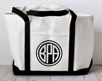 Large Canvas Monogram Tote