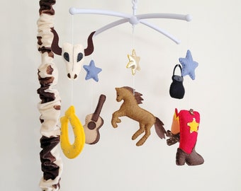 Vintage cowboy baby mobile, western cowboy decor for baby,wild west mobile for nursery, gift for baby, Campfire baby mobile, Cowboy nursery,