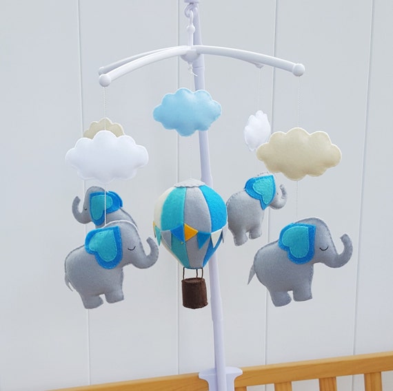 Sleepy Elephant Baby Mobileelephant Crib Mobilehot Air Etsy