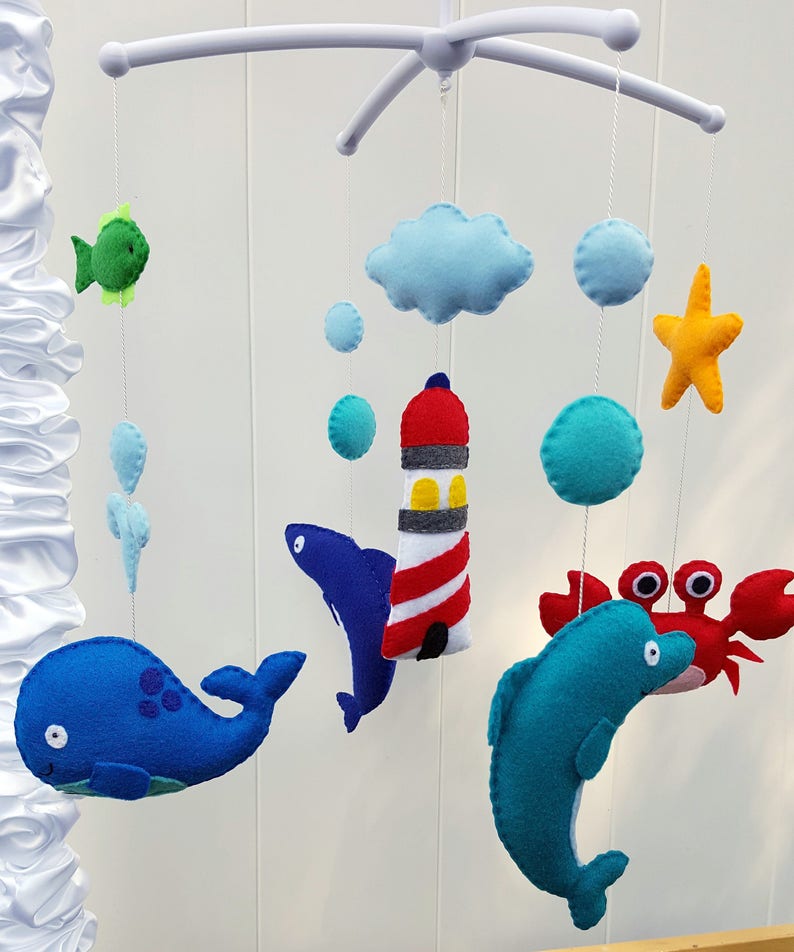 Nautical Baby Crib Mobile Shark Baby Mobile Fish Baby Etsy