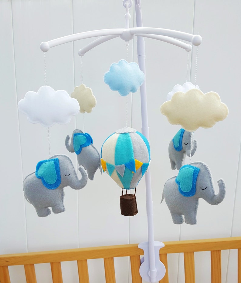 Sleepy elephant baby mobileElephant crib mobileHot air Etsy