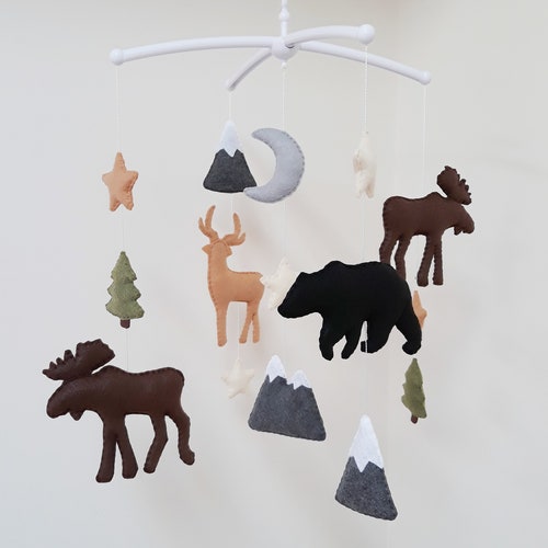 Woodland Baby Mobile Deer Heads Mountains Accent Arrows Etsy