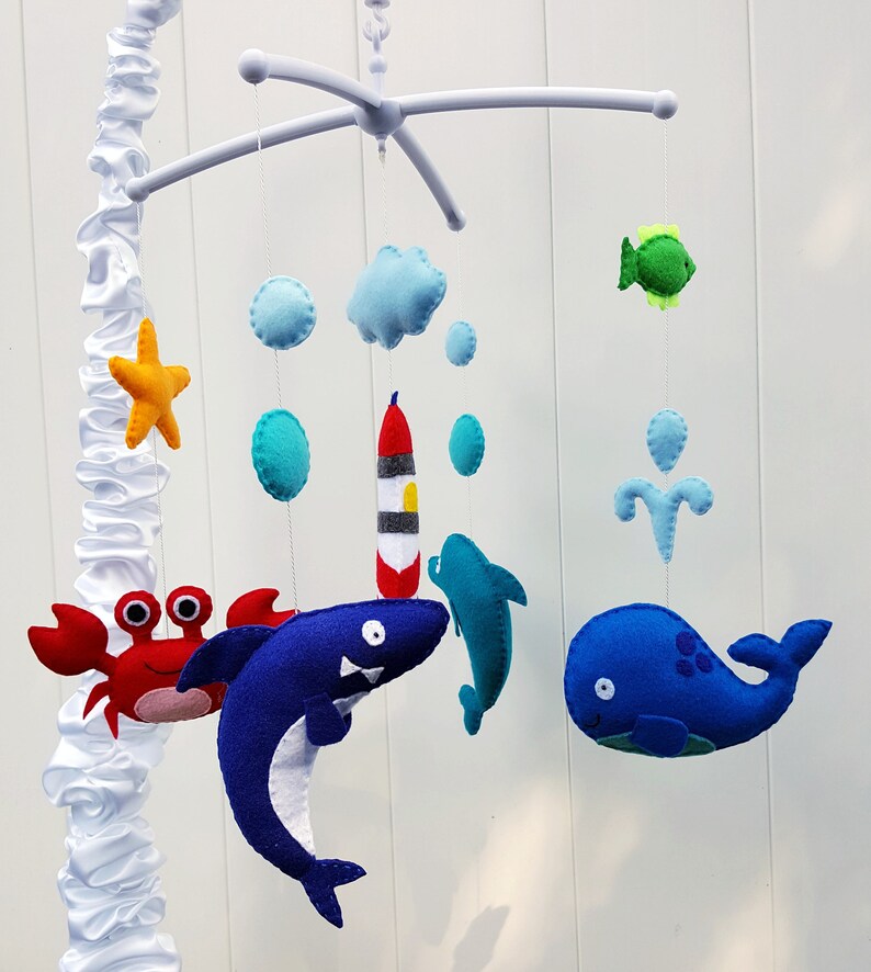 Nautical baby crib mobile Shark baby mobile Fish baby Etsy