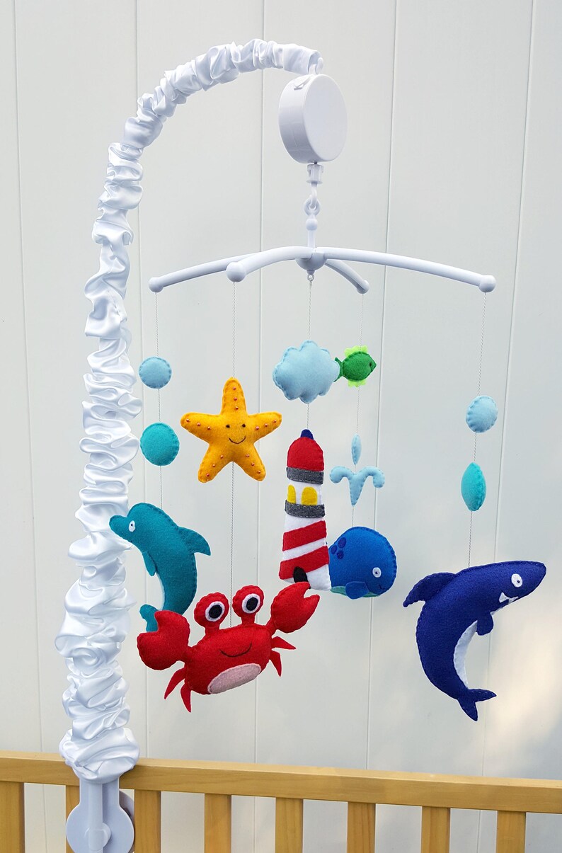 Nautical Baby Crib Mobile Shark Baby Mobile Fish Baby Etsy