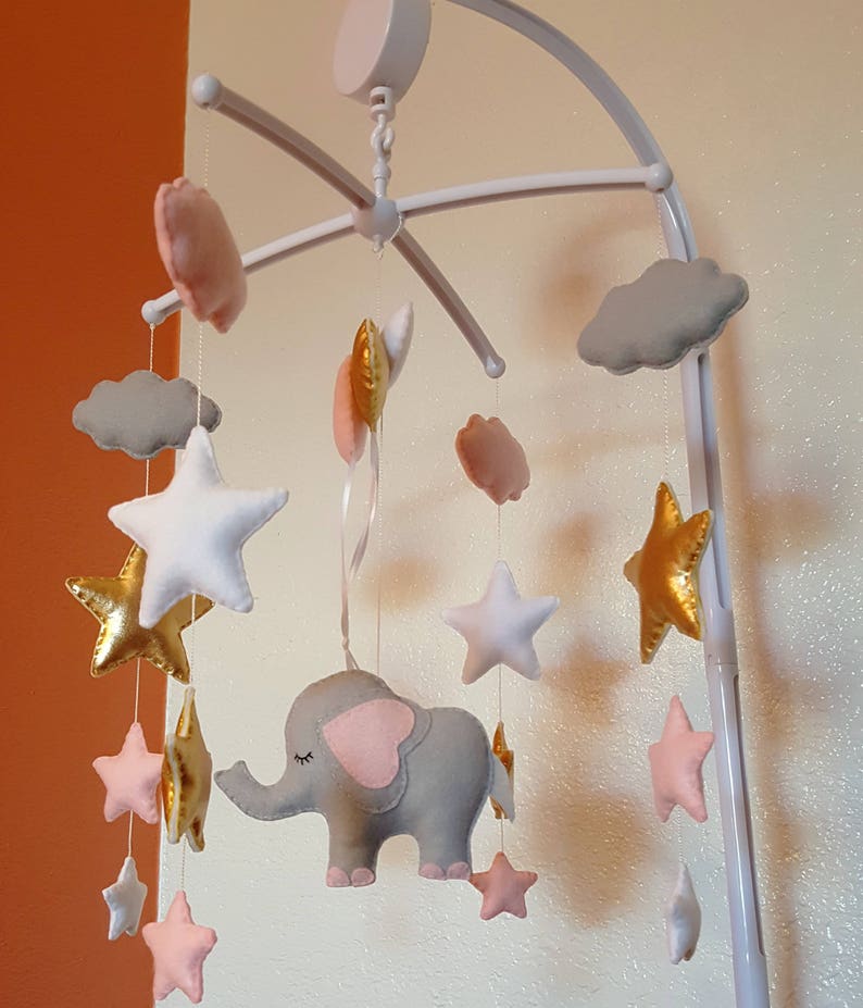 Elephant Baby Mobilebaby Girl Elephant Mobile Pink Gray and Etsy