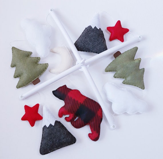 buffalo plaid baby mobile