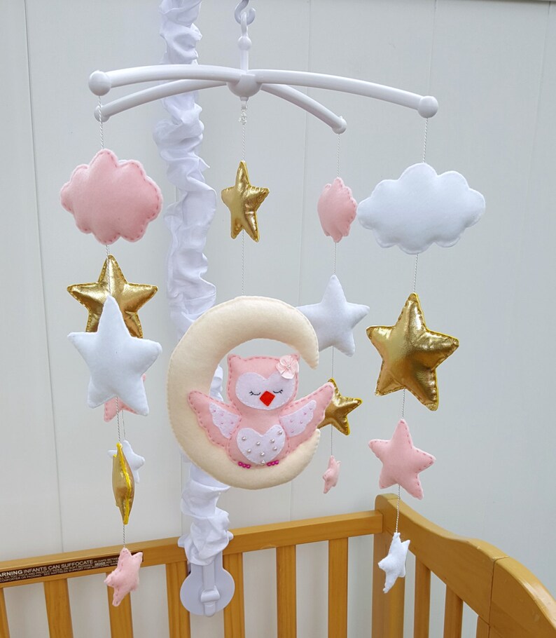 Sleepy Owl Baby Crib Mobileowl Baby Girl Mobileowl Mobile Etsy