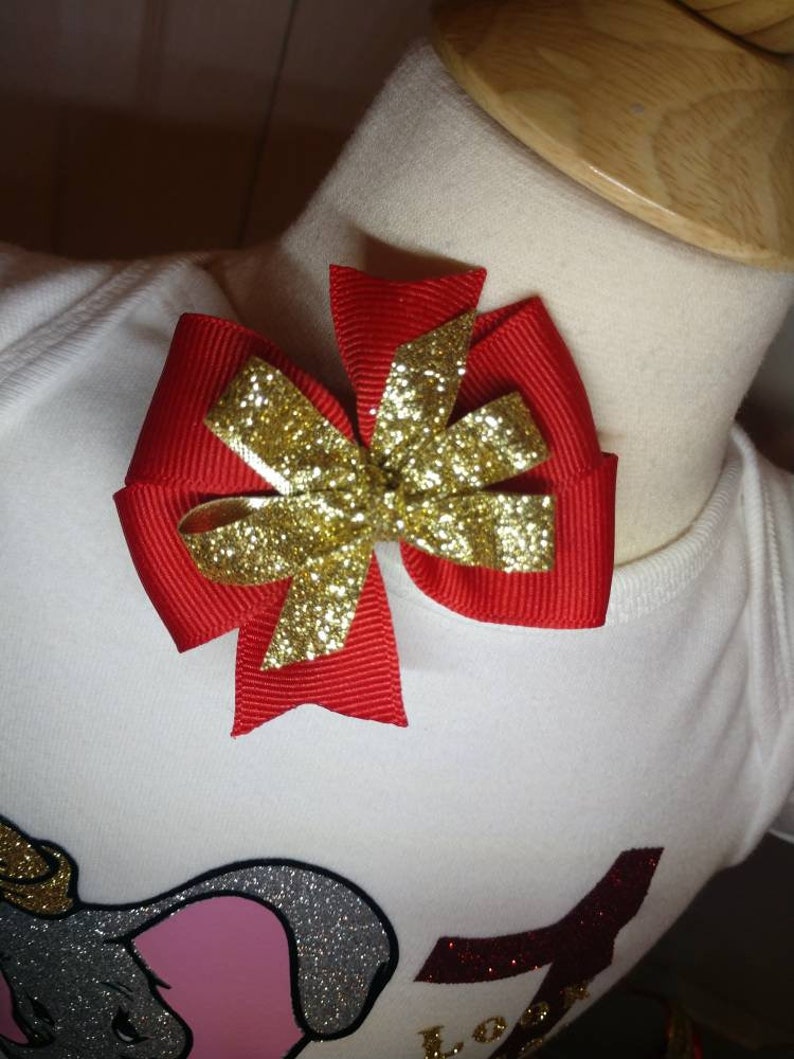 Circus birthday tutu outfit red gold gray custom shirt onsie with name matching ribbon tutu vinyl shirt and matching bow Dumbo inspired