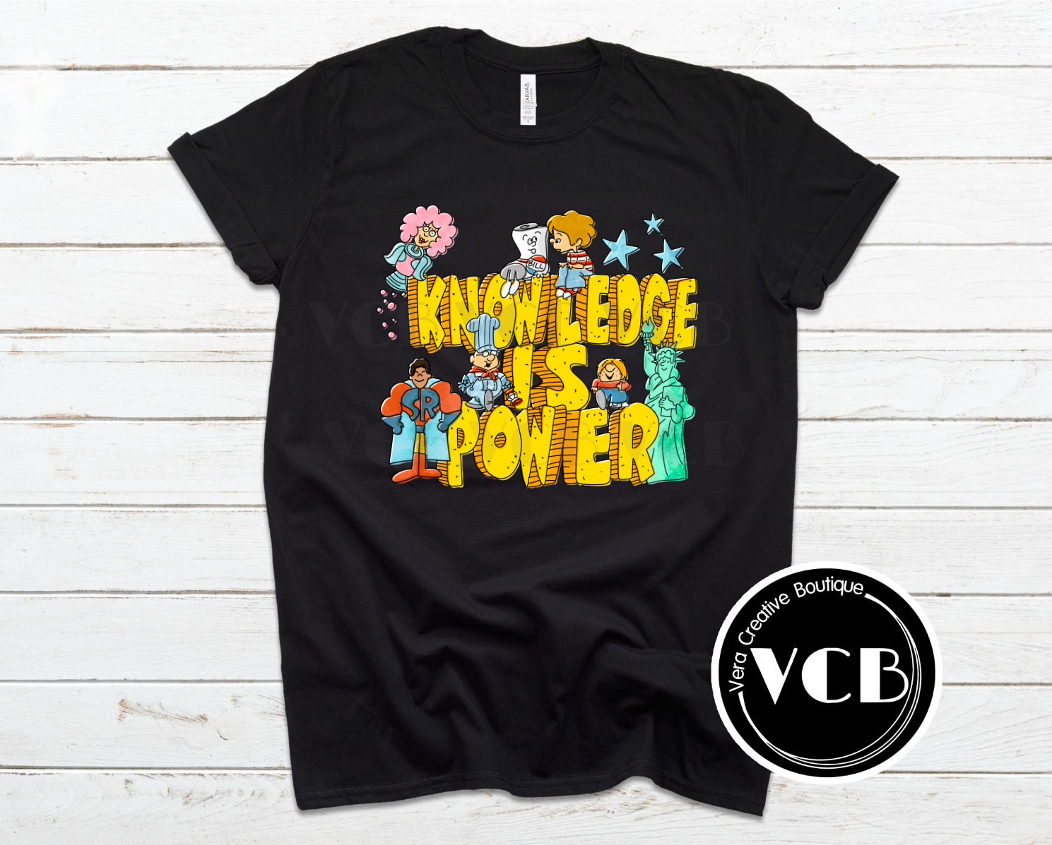 Discover School House rocks | knowledge is power screen print tshirt