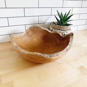 Rustic Wood Fruit Bowl | Handmade Wooden Fruit Bowl | Rustic Home Decor | Teak Bowl for Boho Centrepiece for Kitchen for coffee table | Gift