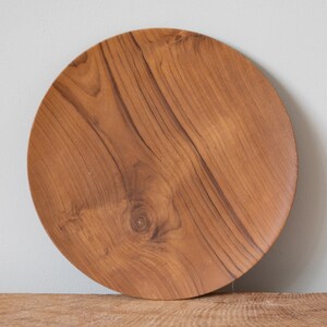 Wooden Teak Plate | Wooden serving plate | Wood platter for food 30cm | Boho kitchen decor | Boho shelf decor | Gift for interior lover