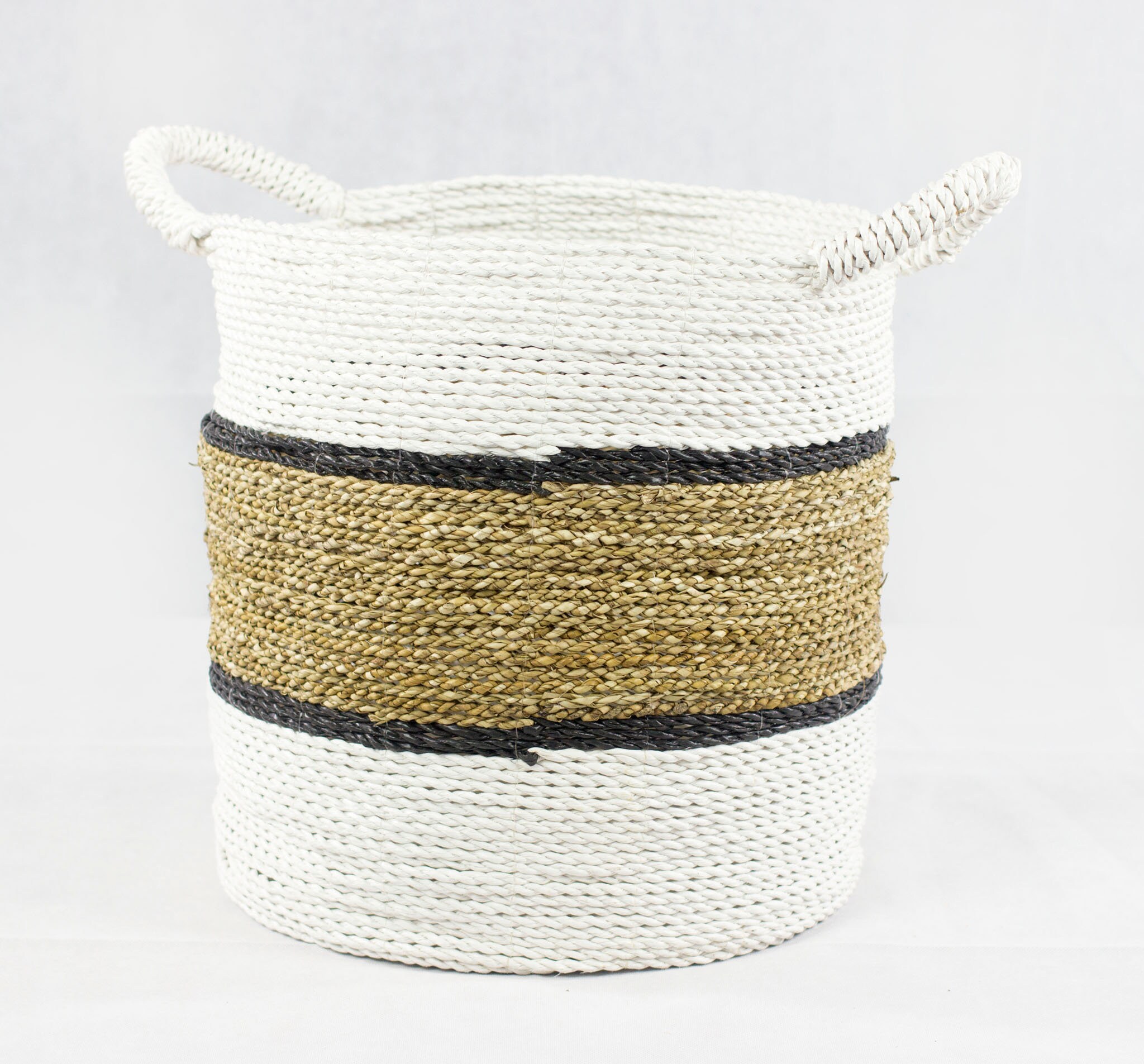 Cesta de lavandería blanca negra y natural de mimbre | Etsy