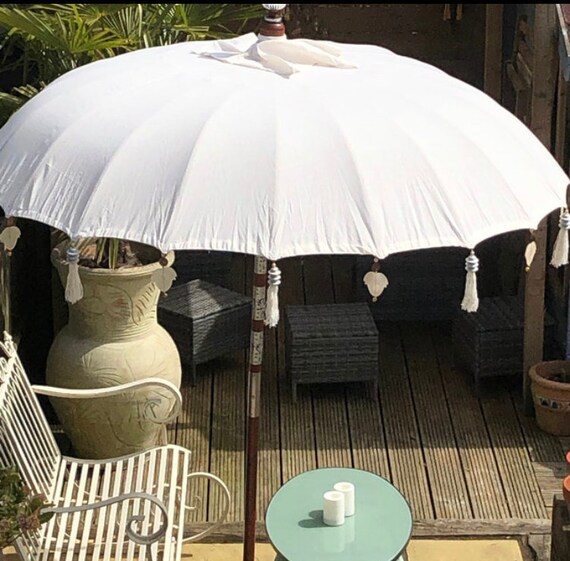 Wooden garden table with parasol new arrivals