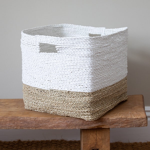 Large White Dip Square Basket