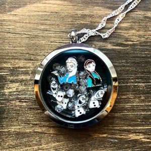 Gefrorene Halskette, schwimmende Medaillon, lebende Medaillon, Anna, Elsa, Olaf, gefrorenen Schmuck, gefroren 2, Disney Prinzessin, Disney, Weihnachtsgeschenk