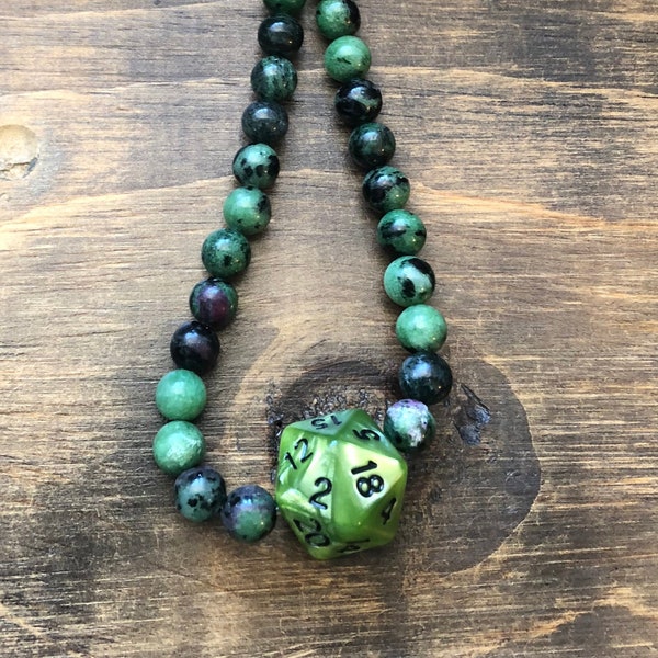 Critical Role Necklace, Fjord, Nott, 17", Ruby in Zoisite, Lava Rock & Sterling, RPG, polyhedral, DnD, D20, MTG, Critters, critrole, geek