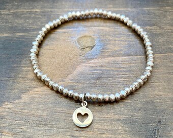 Hill Tribe Sterling Zilveren Armband en Aquamarijn, 6.5 ", kralen armband, stretch armband, cadeau voor vrouwen, elastische, stapelen, cadeau