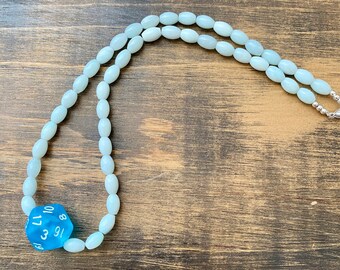 DnD ketting, Critical Role, Amazonite kralen, D20, MTG, Agaat, Sterling Silver, RPG, polyhedral, Critters, critrole, geek, D&D